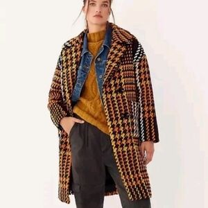 Anthropologie NVLT Millie Plaid Coat M Multicolor Houndstooth Wool
